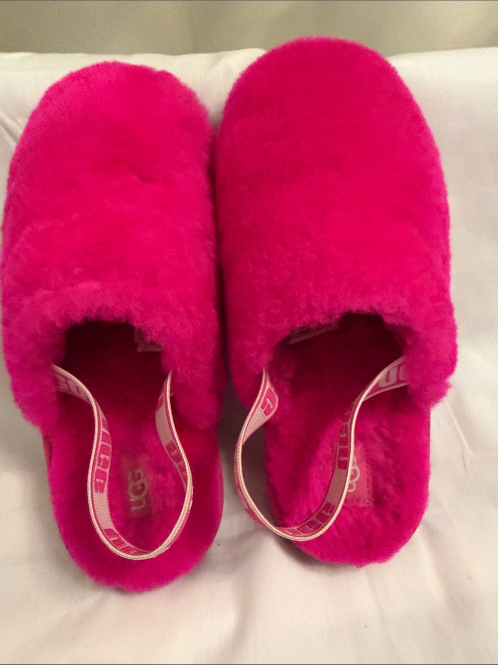 UGG Kids Vibrant Pink Plush Slingback Clogs